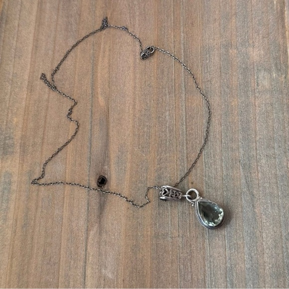 Vintage Sterling Silver Green Amethyst Necklace - Picture 4 of 4